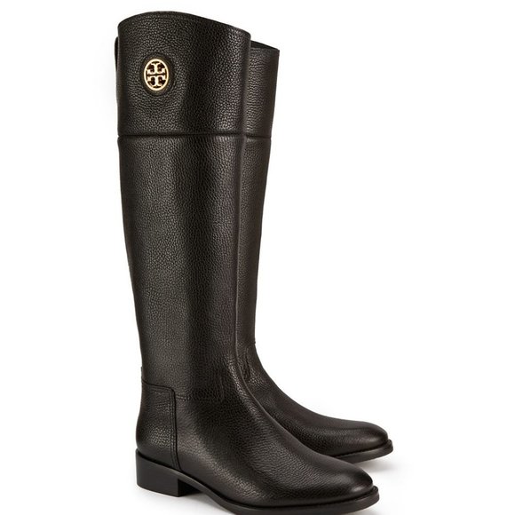 Tory Burch Women's Junction Leather Riding Boots Black Size 8 - Picture 2 of 5
